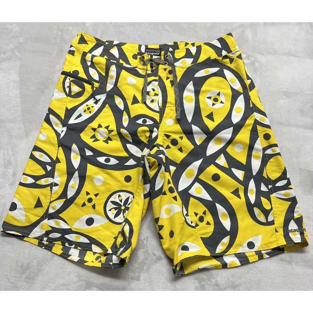 Patagonia Wavefarer Board Short Men 32 Multicolor Geometric Drawstring 11'' Surf